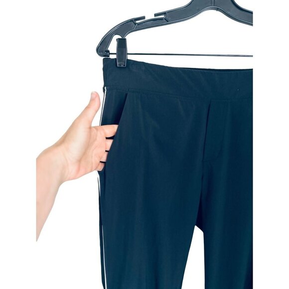 ATHLETA Pull-up Pants Navy Blue White Stripe Casual Travel Workout Size 8 - Picture 8 of 12